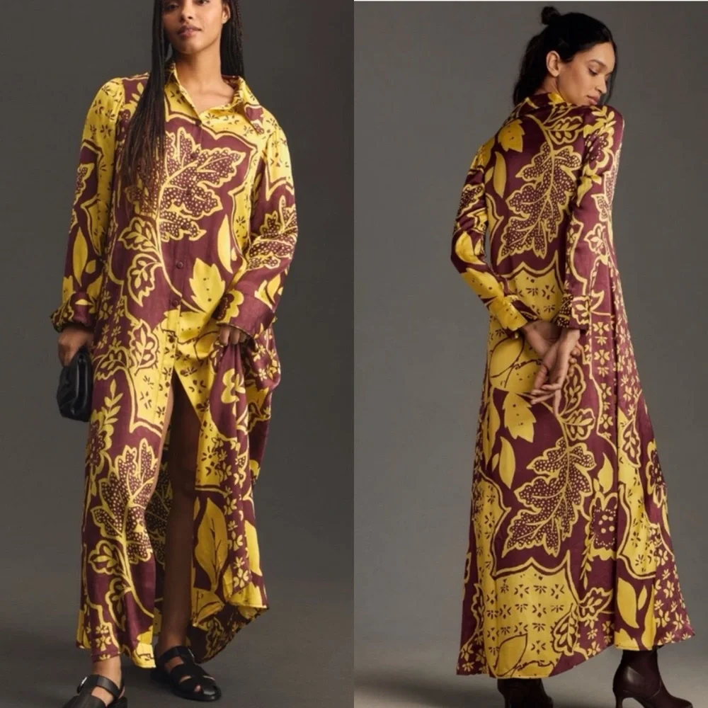 NWT Anthro Corey Lynn Calter Long-Sleeve Printed Shirt Dress - Picture 1 of 7